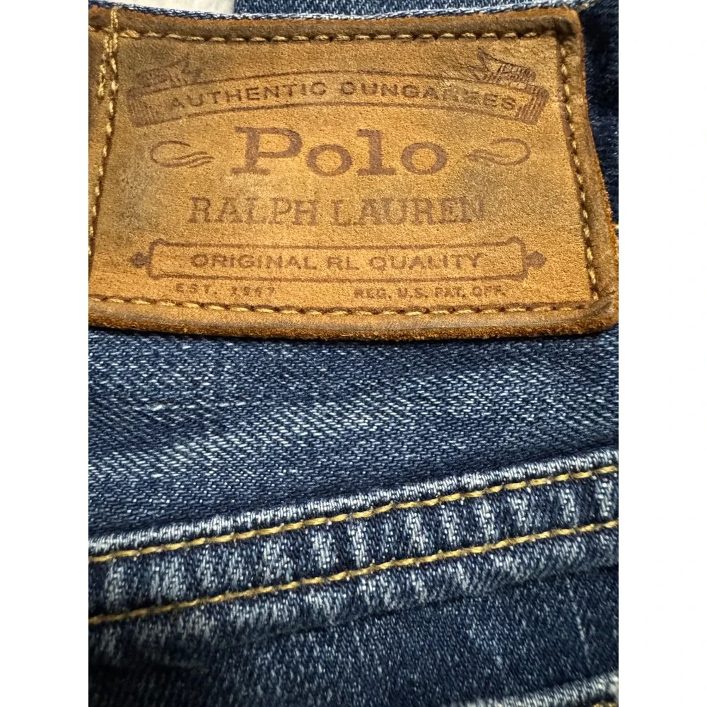 Polo Ralph Lauren Sullivan Slim Mens 32x32 Distressed Straight Leg Jeans Patch